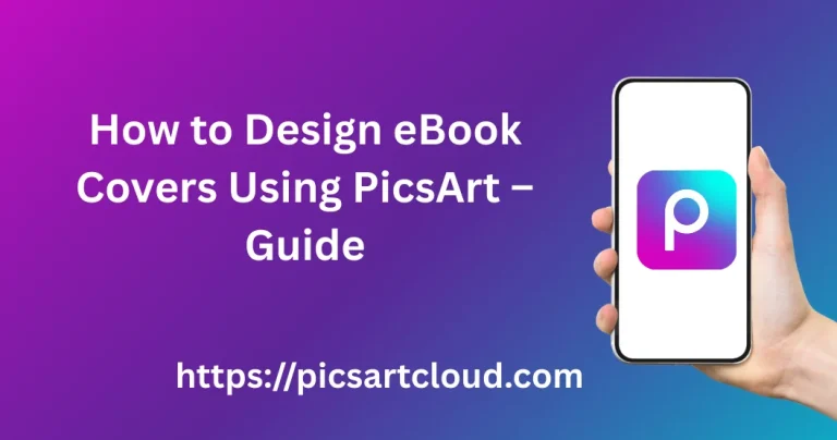 eBook Covers Using PicsArt: Step-by-step design interface showing text, images, and editing tools