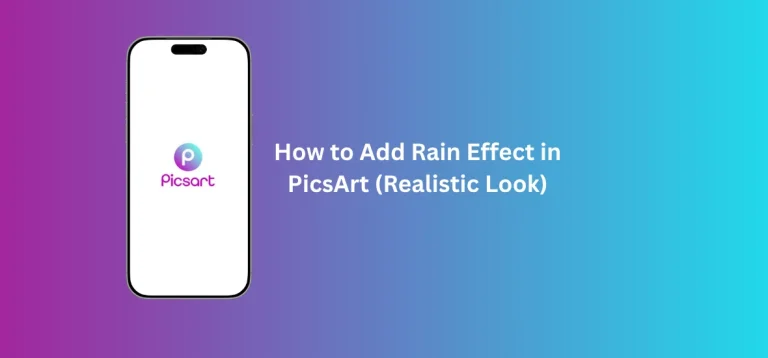 Realistic rain effect in PicsArt tutorial showing photo editing with rain overlay and dramatic weather effect on image