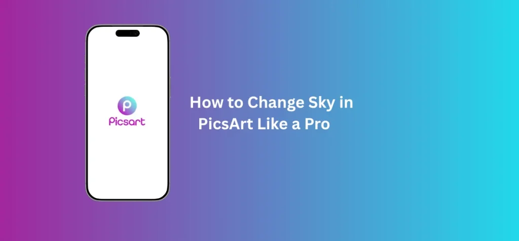Sky change in PicsArt tutorial showing photo editing with dramatic sky replacement and professional background effect